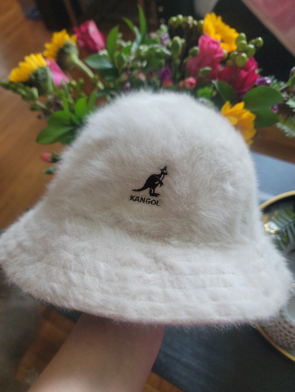 Vintage Kangol Cream Furgora Plush Bucket Hat